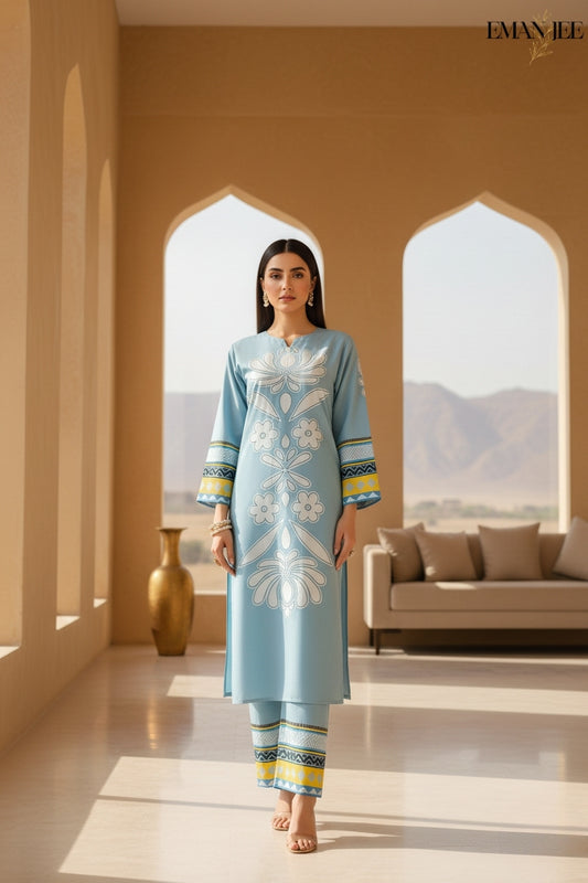 Sky Bloom Grace – Swiss Lawn 2 Piece – Long Shirt