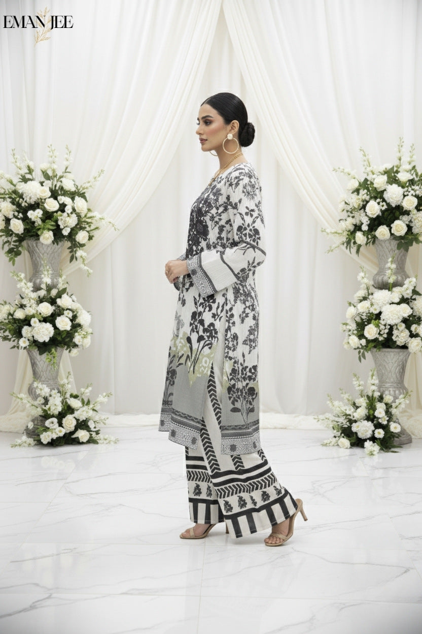 Monochrome Grace – Swiss Lawn 2-Piece