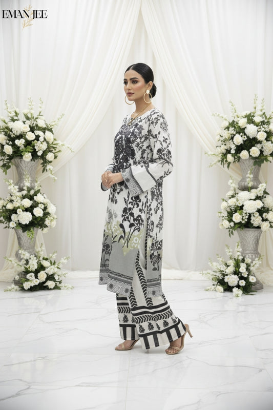 Monochrome Grace – Swiss Lawn 2-Piece
